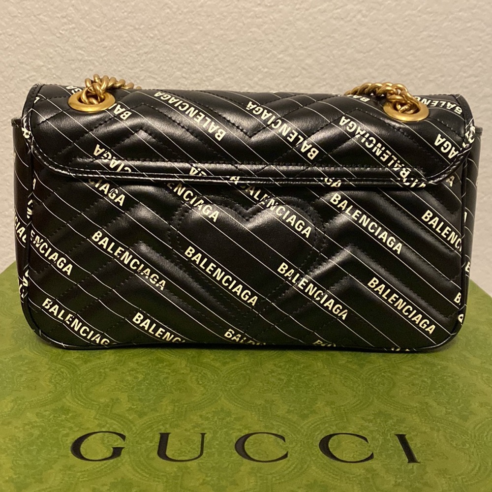 Gucci Hacker Project Limited Edition Balenciaga Print Leather Marmont GG Bag - Picture 4 of 15